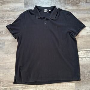 Calvin Klein Classic Fit Polo Shirt Black Ribbed Cotton XXL Minimal Logo Basic